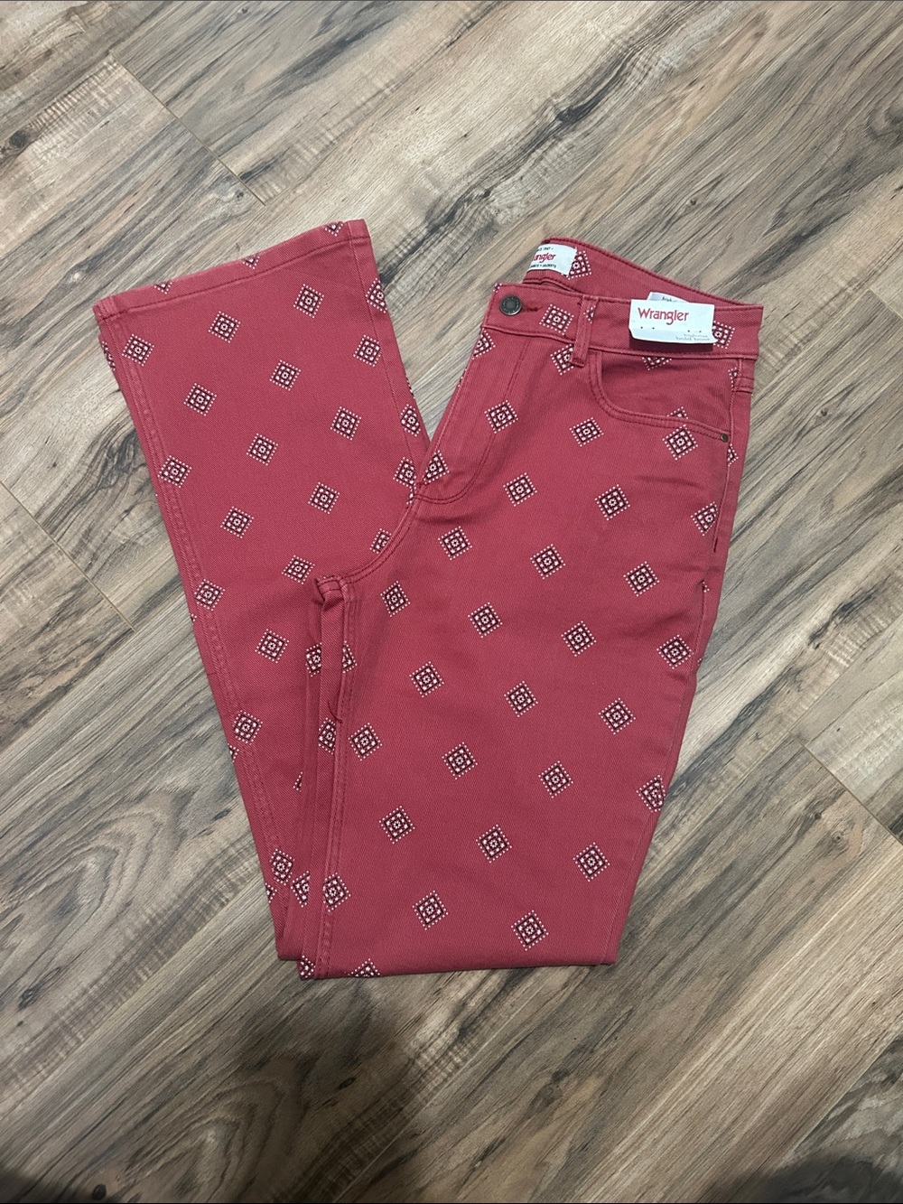 Wrangler Women's Red Bandana-Print Boot Cut Jeans